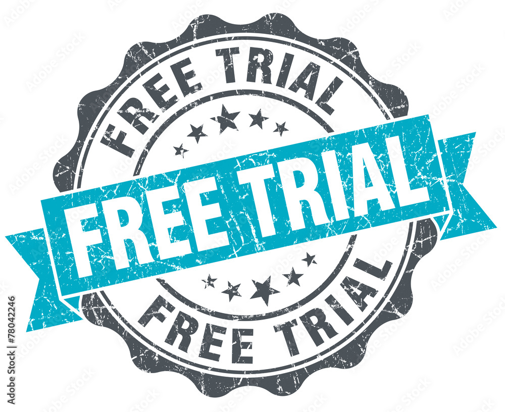Obraz premium free trial vintage turquoise seal isolated on white