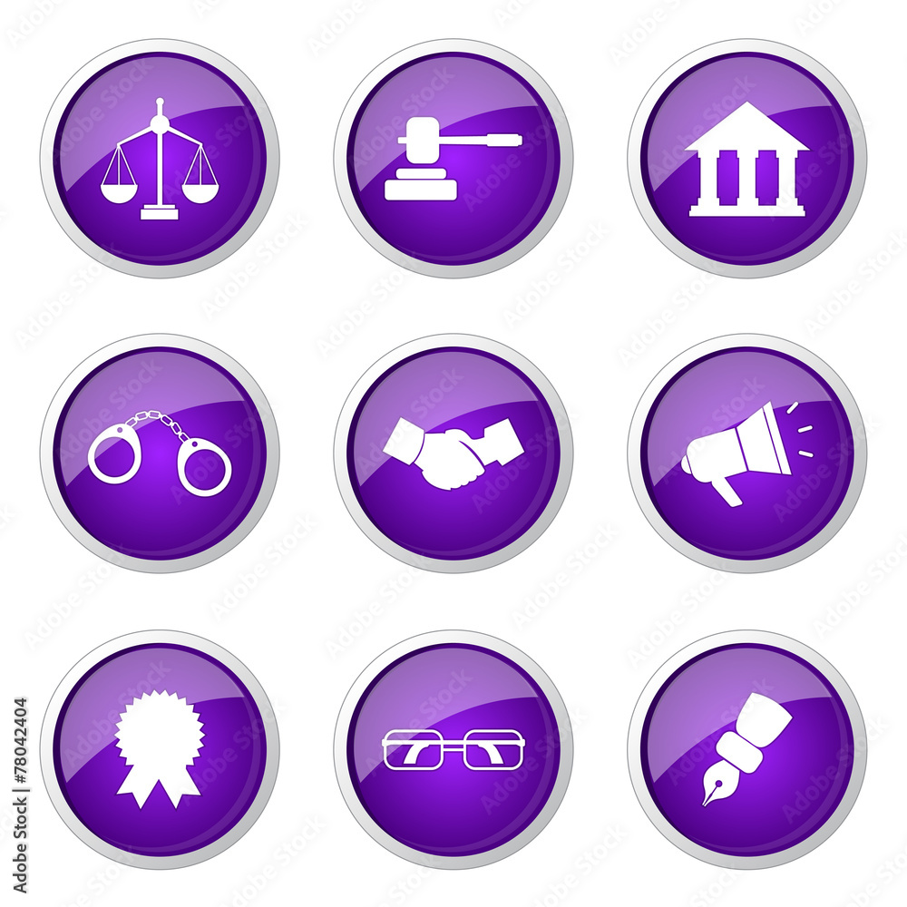 Law Sign Violet Vector Button Icon Design Set Law Sign Violet Vector Button Icon Design Set