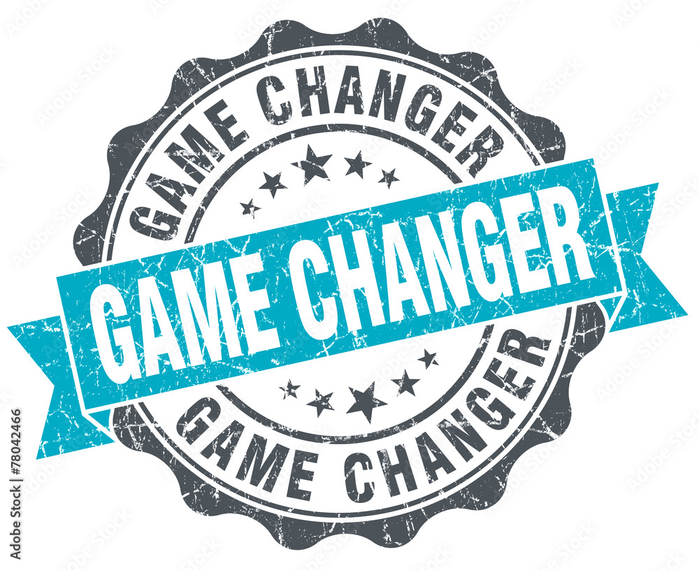 Obraz premium game changer vintage turquoise seal isolated on white