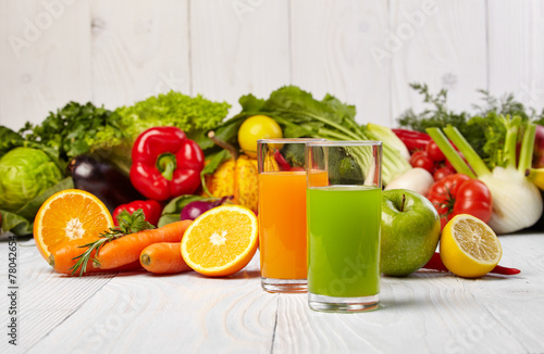 Fototapeta Naklejka Na Ścianę i Meble -  Various Freshly Vegetable Juices for Detox