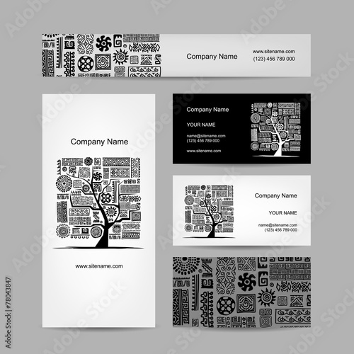 Business cards design, ethnic tree
