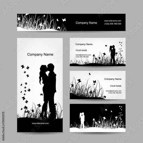 Couple kissing, business cards for your design