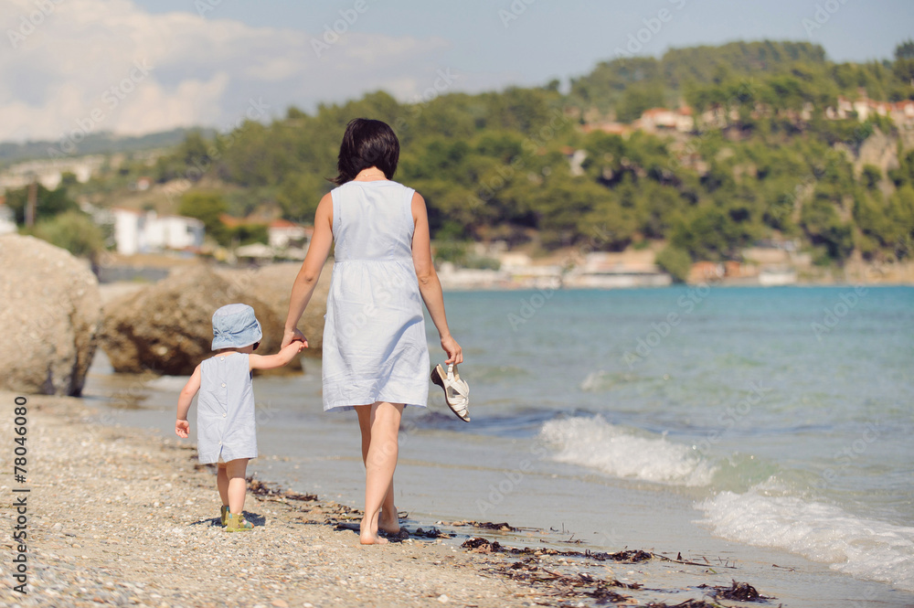 Family Walk on Beach