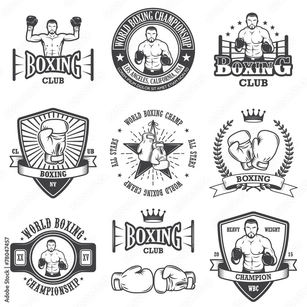 Set of vintage boxing emblems