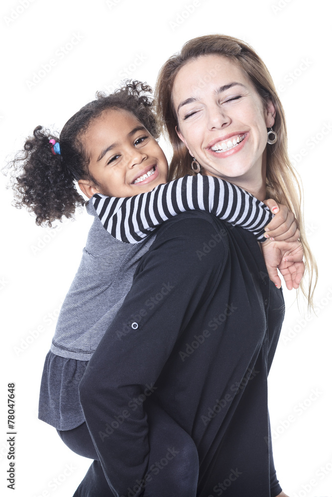 A portrait of happy cheerful African family isolated on white ba A portrait of happy cheerful African family isolated on white ba