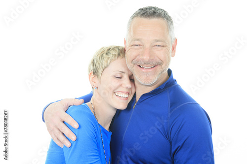 A Thoughtful couple hugging - isolated over white