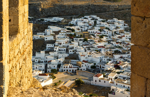 Lindos town as seen from acropolis © gurgenb