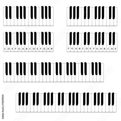 black and white piano keyboard set