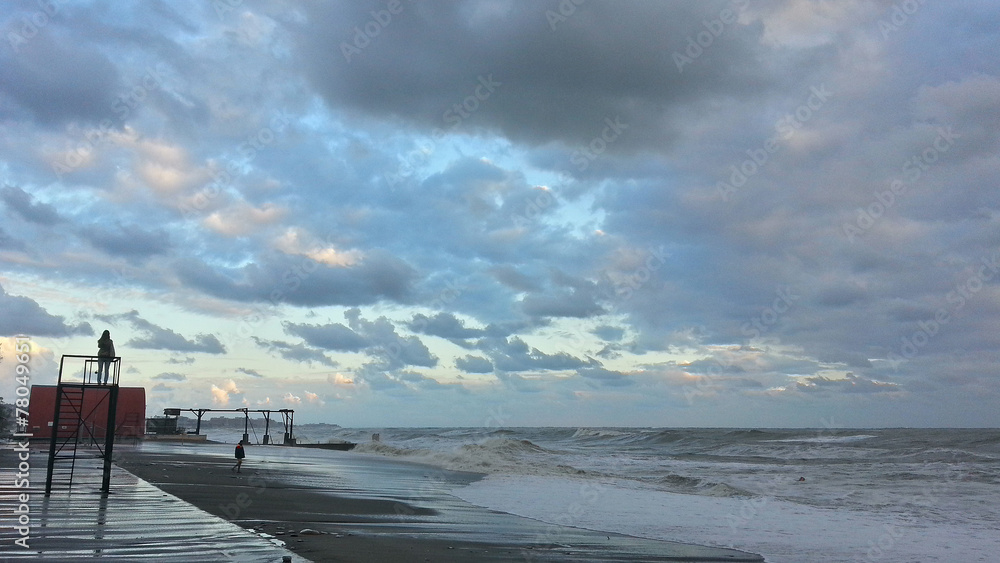 Fototapeta premium Watching the storm at the Black Sea