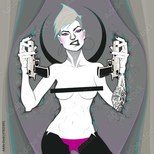 Portrait of a lady with guns