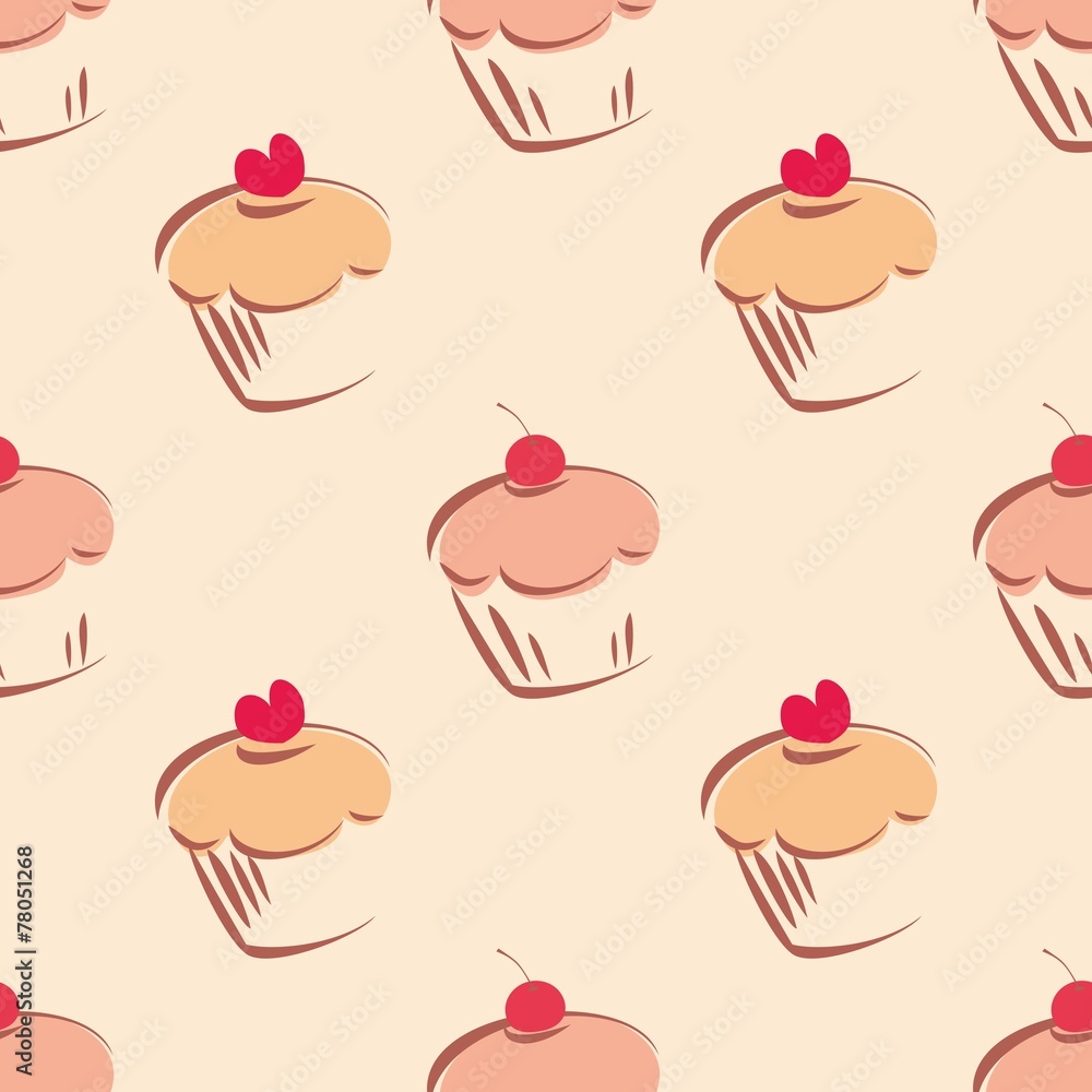 Tile vector cute cupcake pattern or decoration wallpaper Tile vector cute cupcake pattern or decoration wallpaper