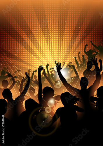 Music Party Background with silhouettes of dancing people