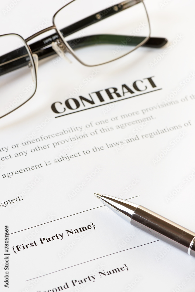 Contract and Pen with Glasses Contract and Pen with Glasses