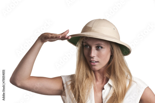 Fotografie Young Woman in safari hat