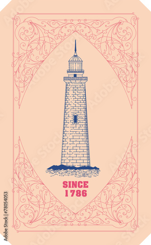 Lighthouse card. Organized by layers