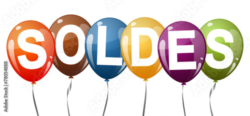 colored balloons with text SOLDES