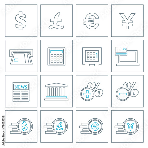 Financial and money thin line icons set