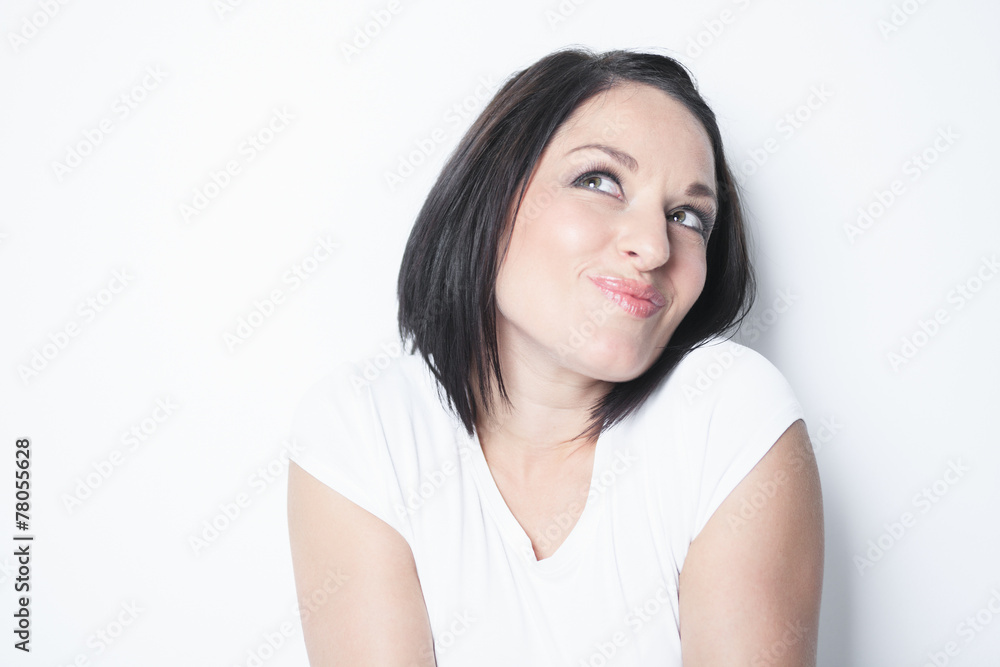 A portrait of a beautiful photo over a white background