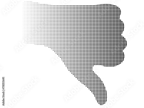 halftone down thumb hand