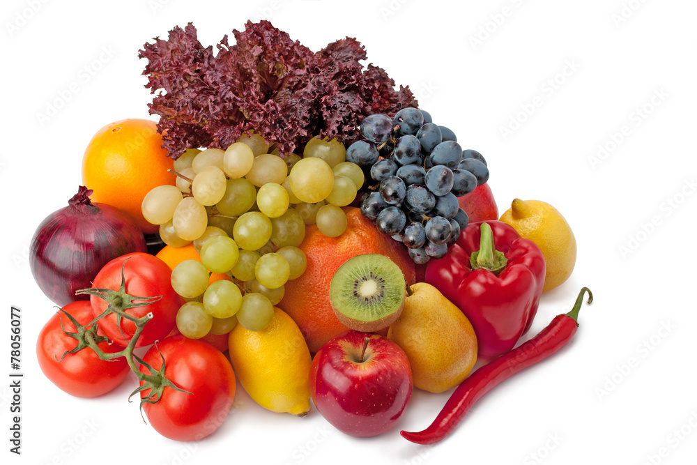 fruits and vegetables isolated on a white background fruits and vegetables isolated on a white background