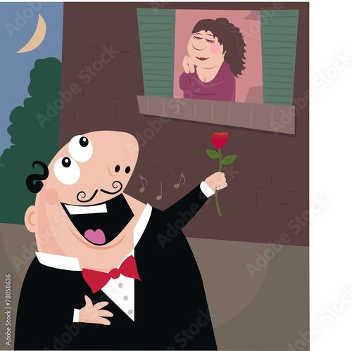 Serenading his sweetheart