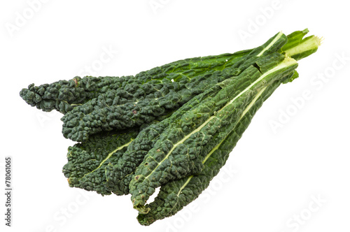 Green kale leaves isolated on white