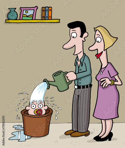 Parents raising their baby
