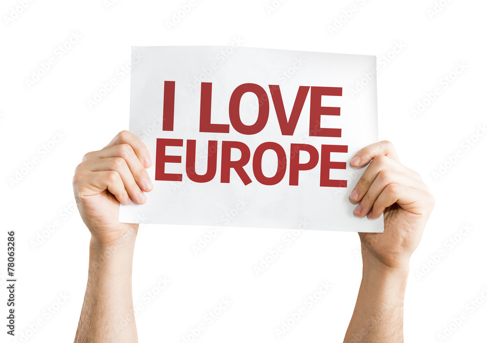 I Love Europe card isolated on white background I Love Europe card isolated on white background