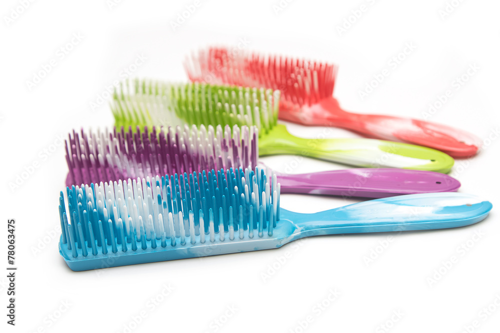 colorful hairbrush isolated