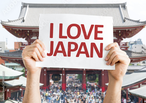 I Love Japan card with Senso-ji Temple background photo