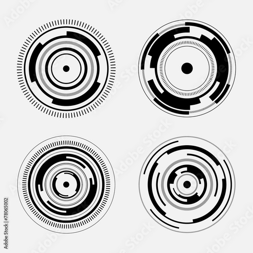 Abstract technology signs - set of futuristic circles