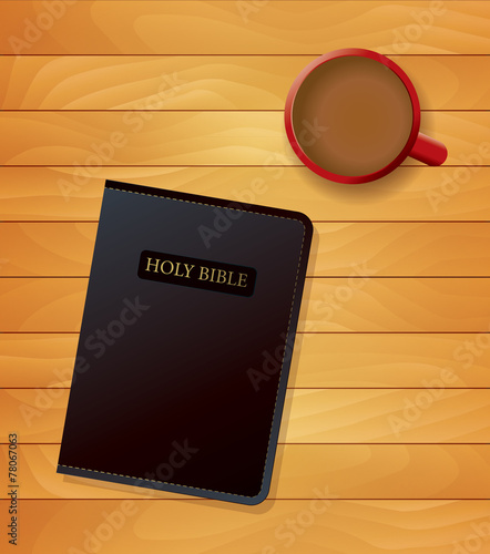 Bible and Coffee Devotional Concept Illustration