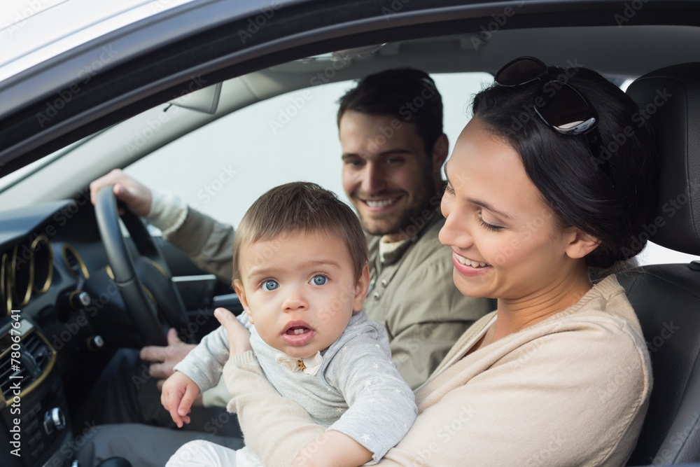 Parents and baby on a drive Parents and baby on a drive