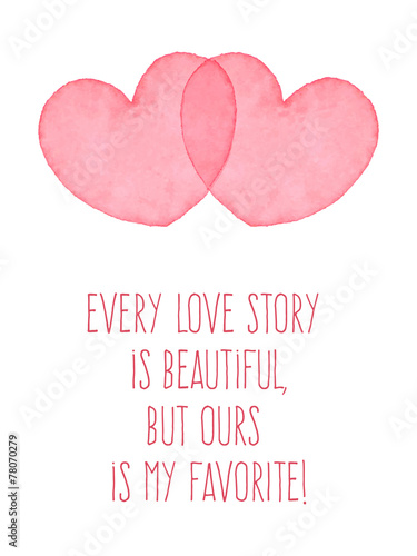 Watercolor hearts card.
