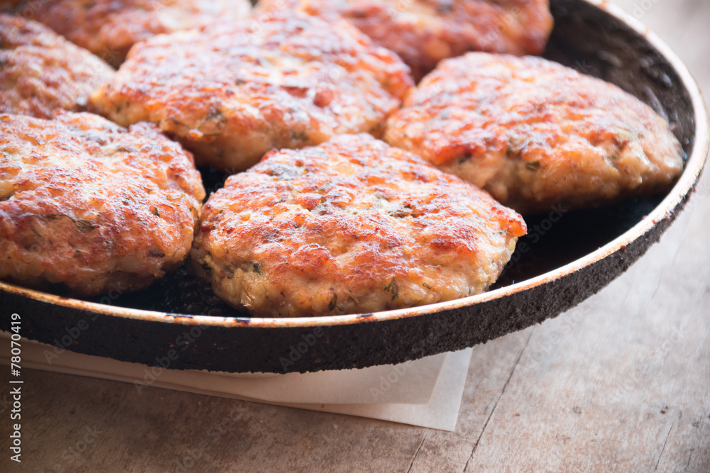 Juicy fried meat cutlets.