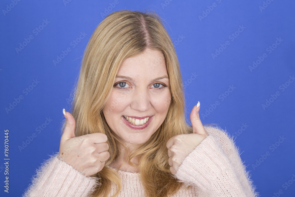 Model Released. Attractive Young Woman Thumbs Up Sign Model Released. Attractive Young Woman Thumbs Up Sign