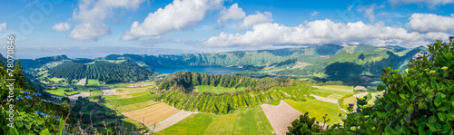 Panoramic view of the lakes of Santiago and Sete Cidades, Azores photo