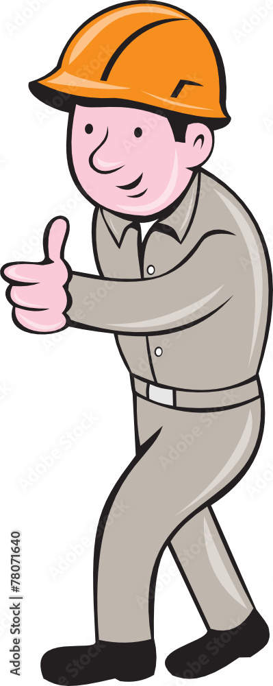 Builder Construction Worker Thumbs Up Cartoon Builder Construction Worker Thumbs Up Cartoon