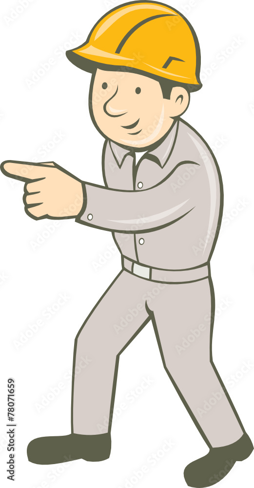 Builder Construction Worker Pointing Cartoon Builder Construction Worker Pointing Cartoon