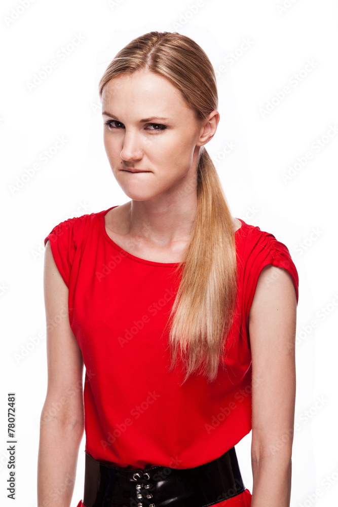 Young woman with anger face Young woman with anger face