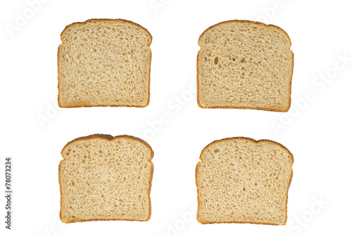 Four Slices Wheat Bread Top View