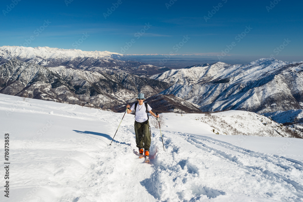 Alpine touring towards the summit Alpine touring towards the summit