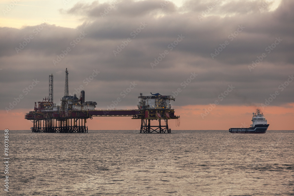 OIl platform and supply ship