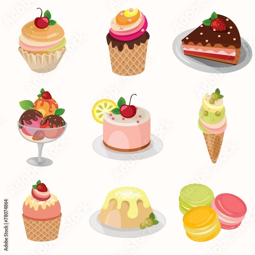 Different desserts with fruit