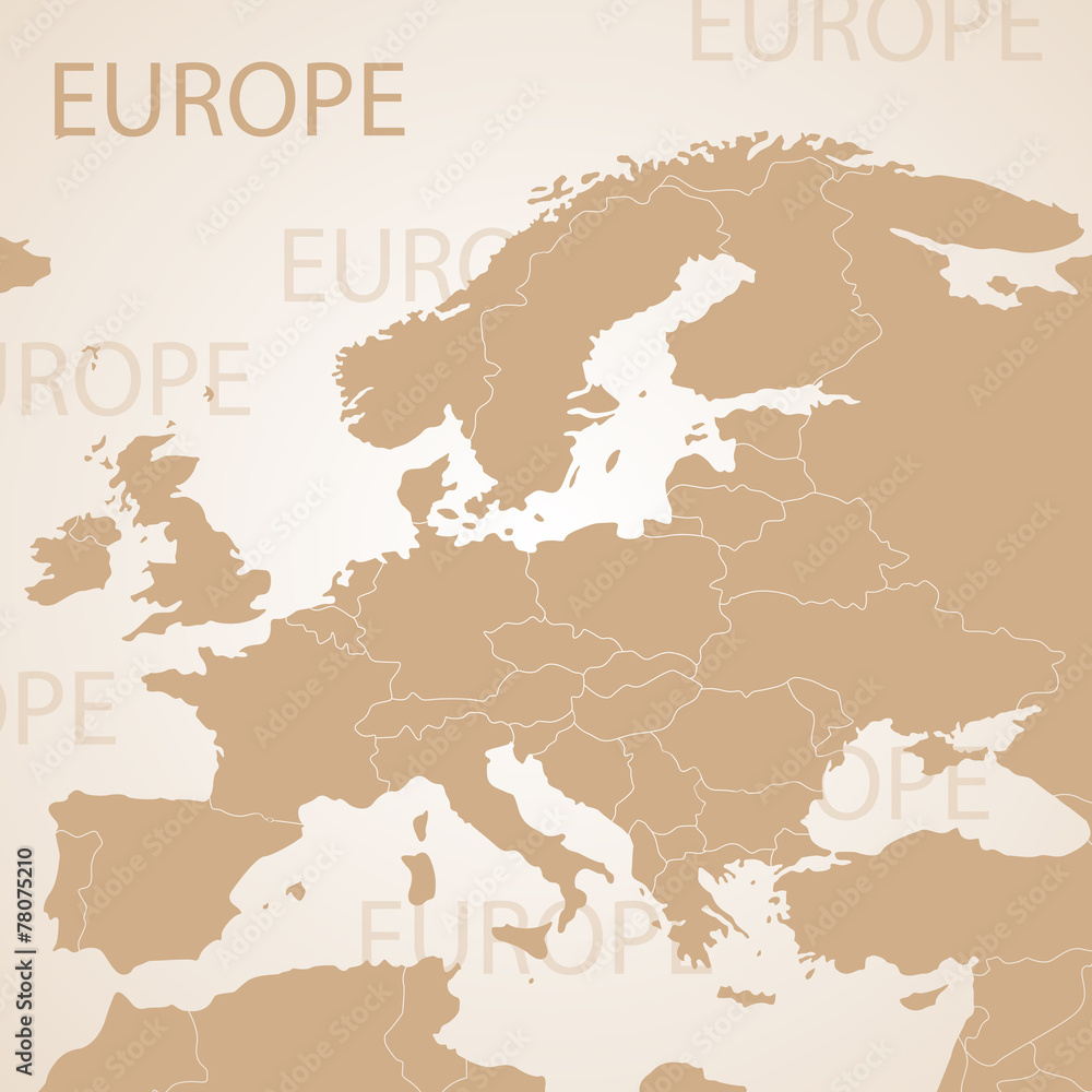 Naklejka premium Europe map brown . Vector political with state borders