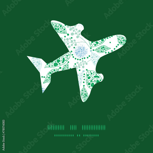 Vector abstract blue and green leaves airplane silhouette