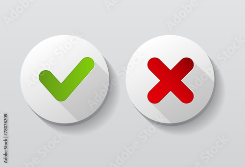 Red and Green Check Mark Icons Button Vector Illustration