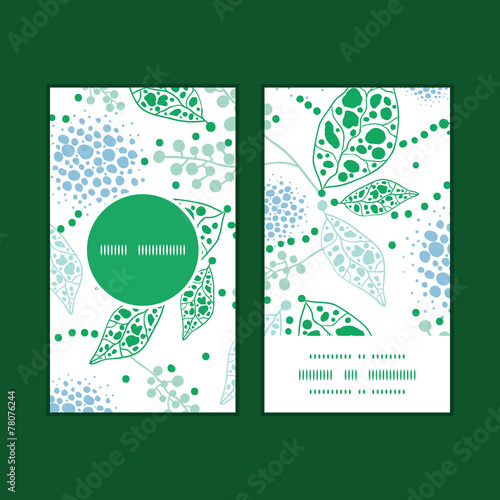 Vector abstract blue and green leaves vertical round frame