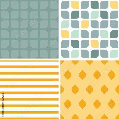 Vector abstract gray yellow rounded squares set of four marching