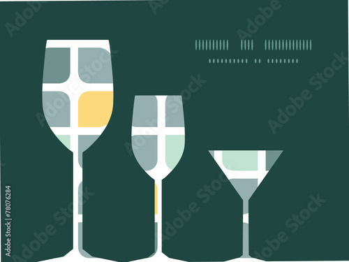 Vector abstract gray yellow rounded squares three wine glasses